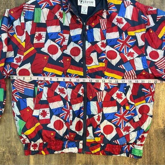 Lavon Petite Women’s World Flags 100% Silk Vintage 90s Y2K Windbreaker Sz PM - Picture 6 of 10